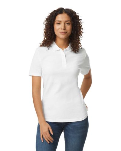 SOFTSTYLE® LADIES' DOUBLE PIQUÉ POLO WITH 3 COLOUR-MATCHED BUTTONS